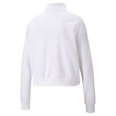 Puma Womens Power Tape Half Placket Sweater White XS, White, rebel_hi-res
