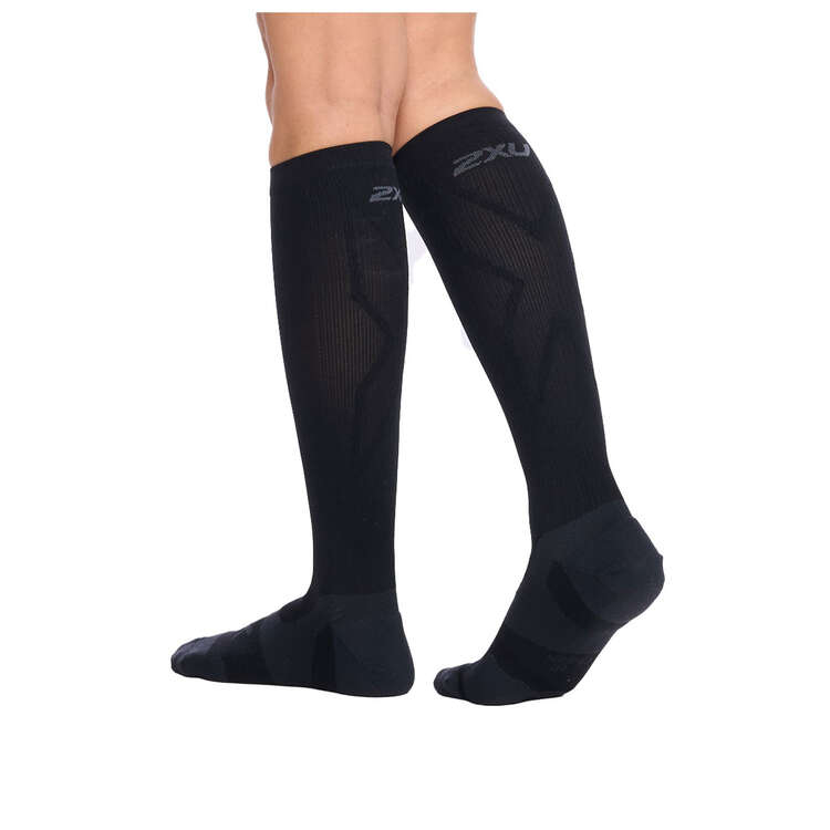 2XU Vectr Cushion Knee Length Socks, Black/Grey, rebel_hi-res