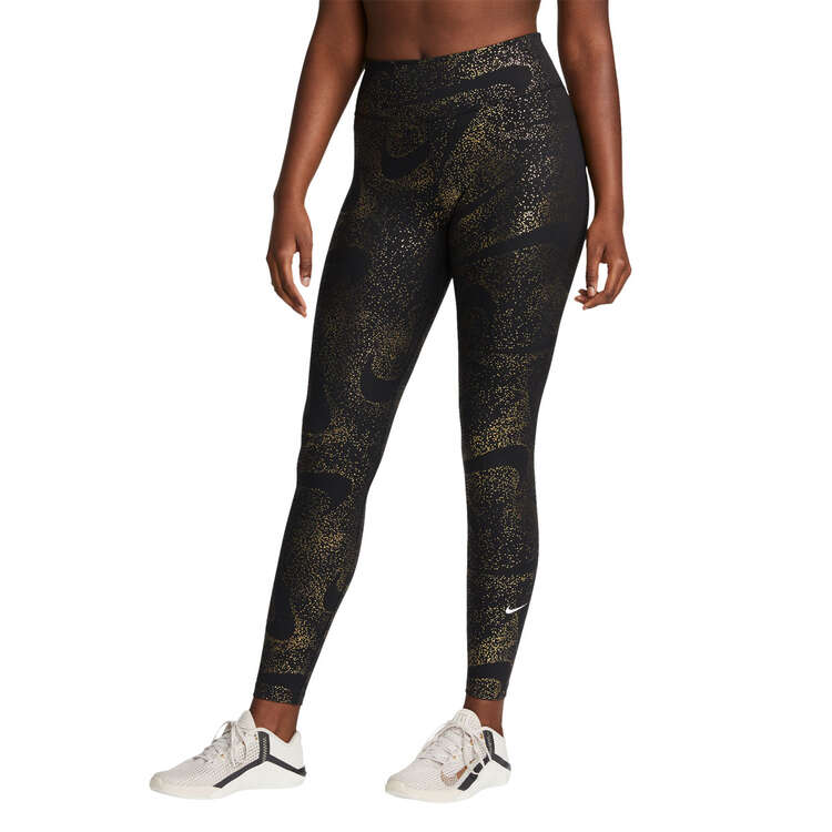 Nike One Womens Mid-Rise Printed Tights Black XS