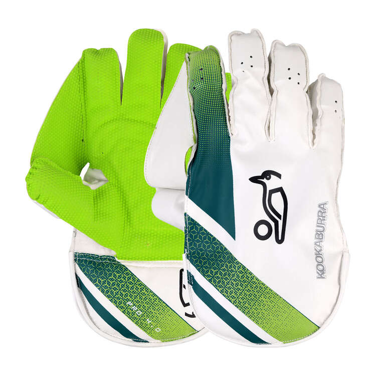 Kookaburra Pro 4.0 Wicketkeeper Gloves, White/Green, rebel_hi-res