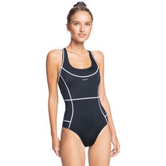 Roxy Womens Fitness One Piece Swimsuit Anthracite XS, Anthracite, rebel_hi-res
