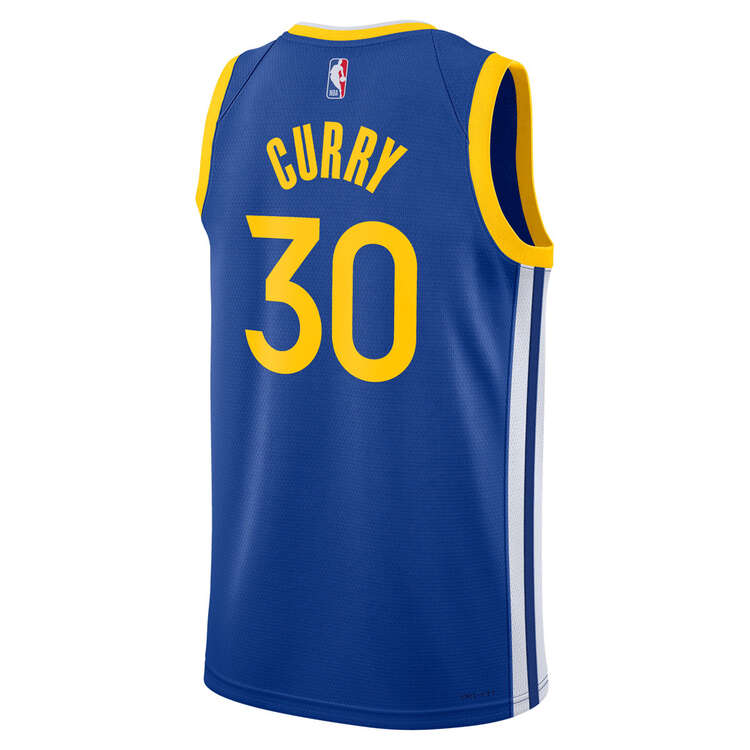 Golden State Warriors Stephen Curry Mens Icon Edition 2023/24 Basketball Jersey Blue S, Blue, rebel_hi-res