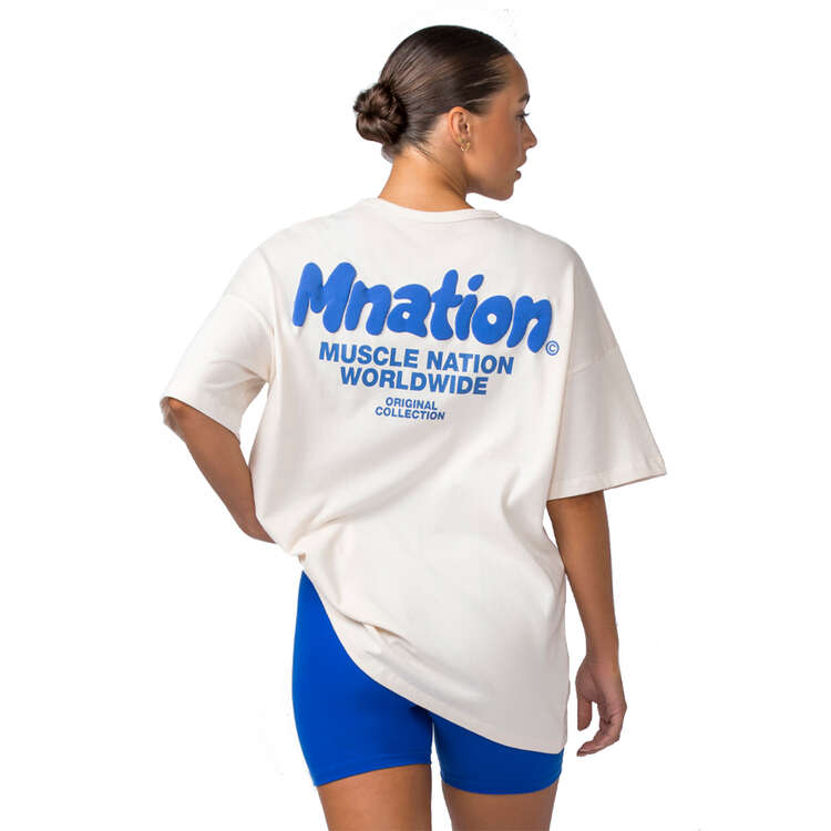 Muscle Nation Womens Bubble Warp Oversized Heavy Tee White XS, White, rebel_hi-res
