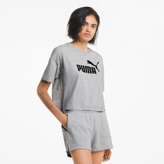 Puma Womens Essentials Logo Tee, Grey, rebel_hi-res