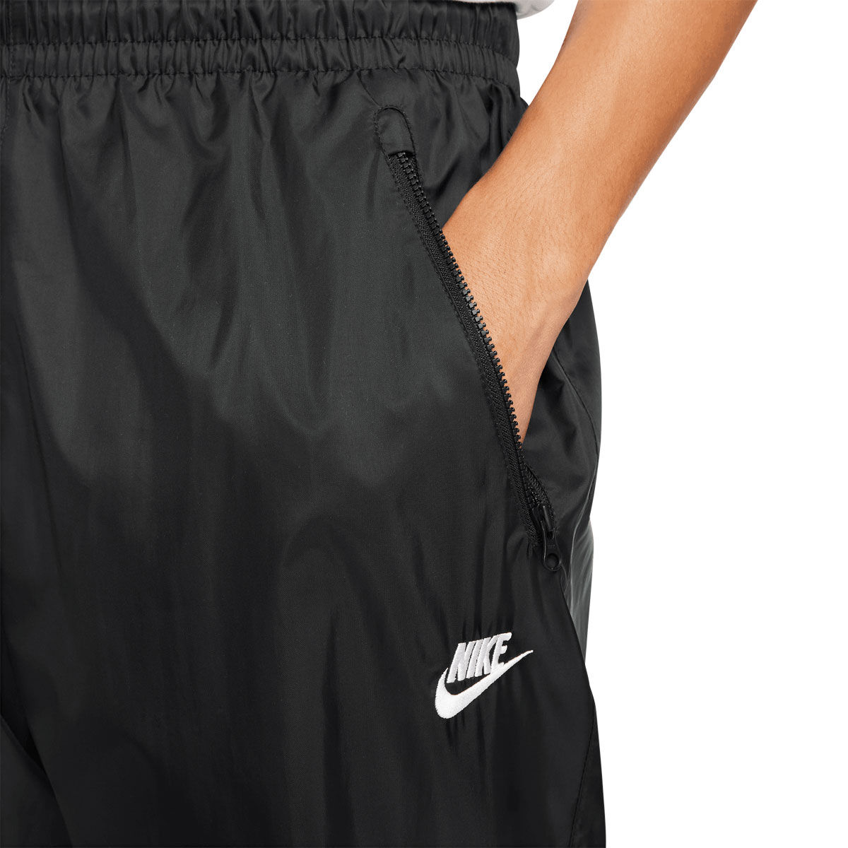 Nike Track Pants Mens L Jet Black Sweatpants White Swoosh Baggy Fit Mesh  Lined  eBay
