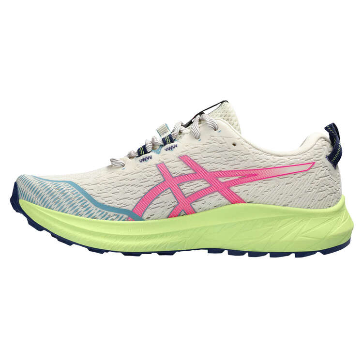 Asics Fuji Lite 4 Womens Trail Running Shoes White/Pink US 7, White/Pink, rebel_hi-res