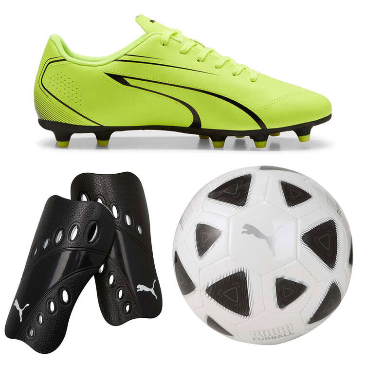 Puma Vitoria Lime Kids Boots, Soccer Ball & Shin Guard Set, , rebel_hi-res