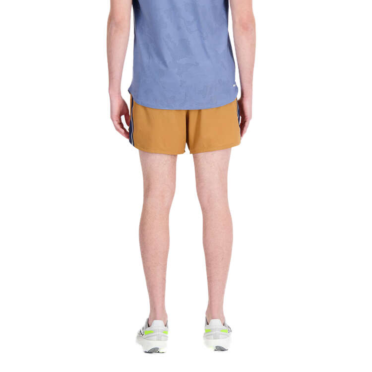 New Balance Mens Impact Run 5-inch Shorts, Brown, rebel_hi-res
