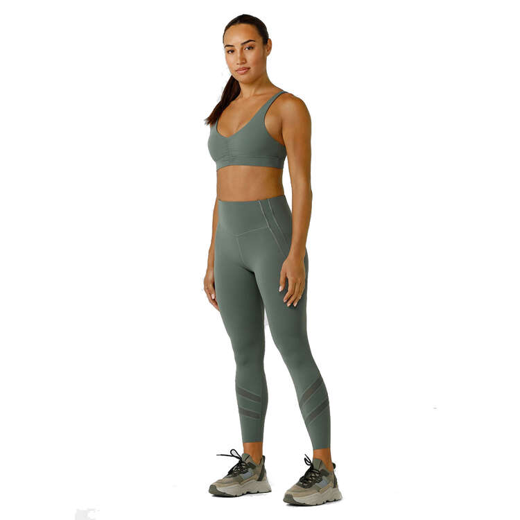 Lorna Jane Womens Formation Recycled Sports Bra, Green, rebel_hi-res