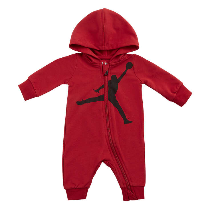 Jordan Infant Kids Jumpman Hooded Coverall Red/Black 0-3 Months, , rebel_hi-res