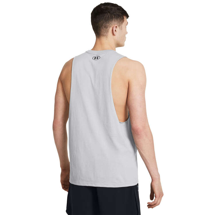 Under Armour Mens Project Rock Payoff Graphic Tank, Grey, rebel_hi-res