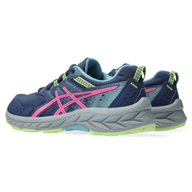 Asics GEL Venture 9 GS Kids Trail Running Shoes, Navy/Yellow, rebel_hi-res