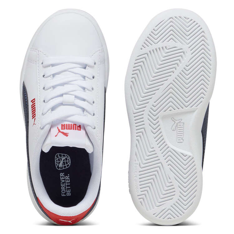 Puma Smash 3.0 PS Kids Casual Shoes, White/Navy, rebel_hi-res