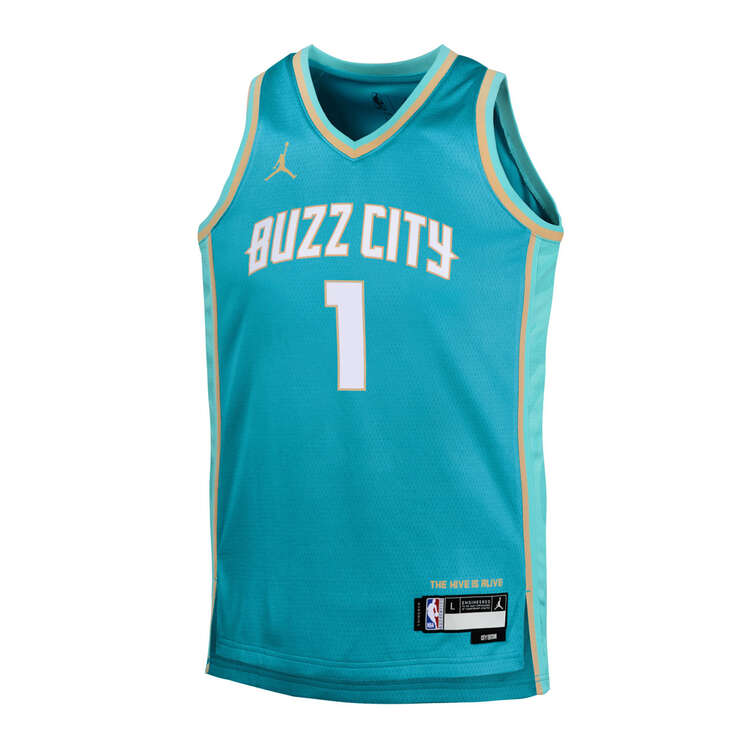Nike Charlotte Hornets LaMelo Ball 2023/24 City Edition Kids Basketball Jersey Green S, Green, rebel_hi-res