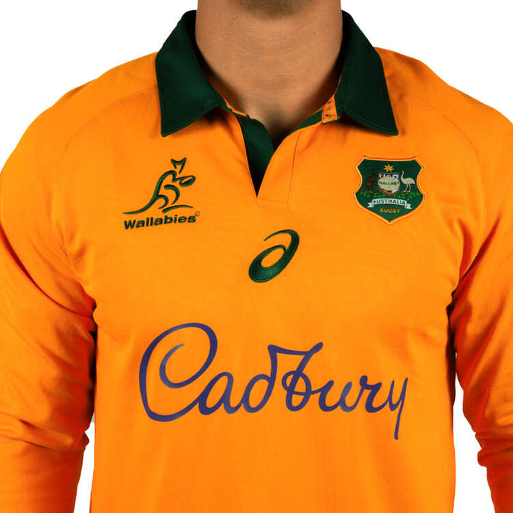 Wallabies 2024 Mens Traditional Long Sleeve Rugby Jersey, Gold, rebel_hi-res