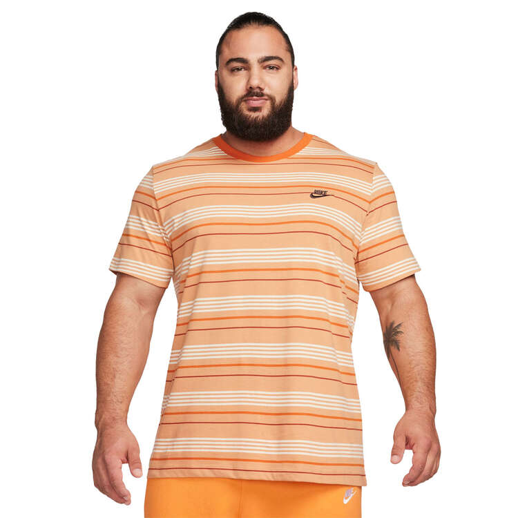Nike Mens Sportswear Club Stripe Tee, Orange/Red, rebel_hi-res