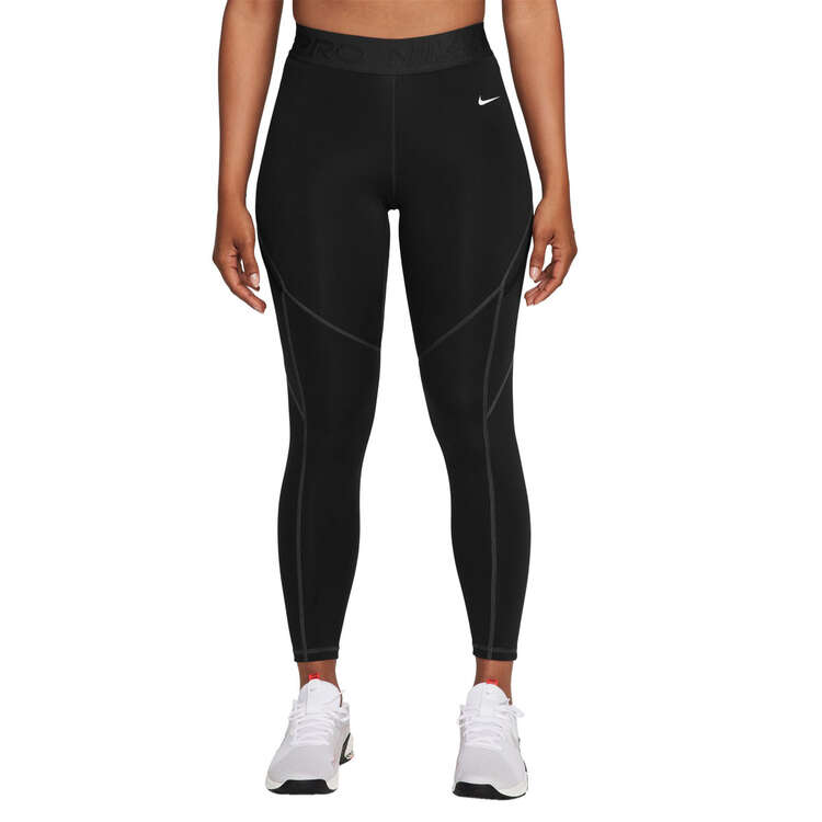 Nike Pro Womens Dri-FIT Mid-Rise 7/8 Tights Black XS, Black, rebel_hi-res