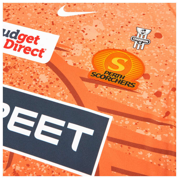 Nike Youth Perth Scorchers 2023/24 Replica BBL Home Shirt Orange XS, Orange, rebel_hi-res