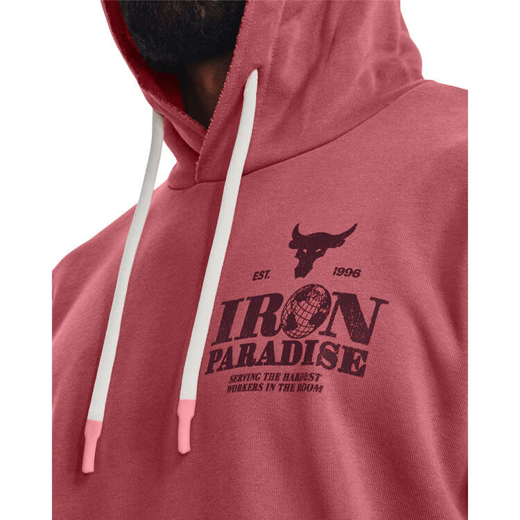 Under Armour Project Rock Mens Terry Hoodie, Red, rebel_hi-res
