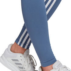 adidas Womens Essentials Cut 3-Stripes Tights, Blue, rebel_hi-res
