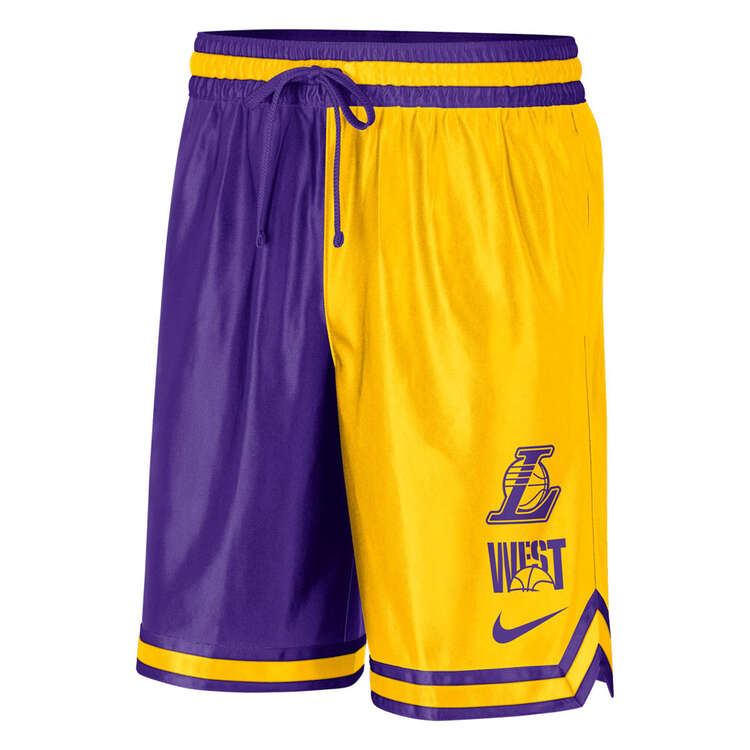 Los Angeles Lakers Mens Dri-FIT Graphic Basketball Shorts Yellow M, Yellow, rebel_hi-res