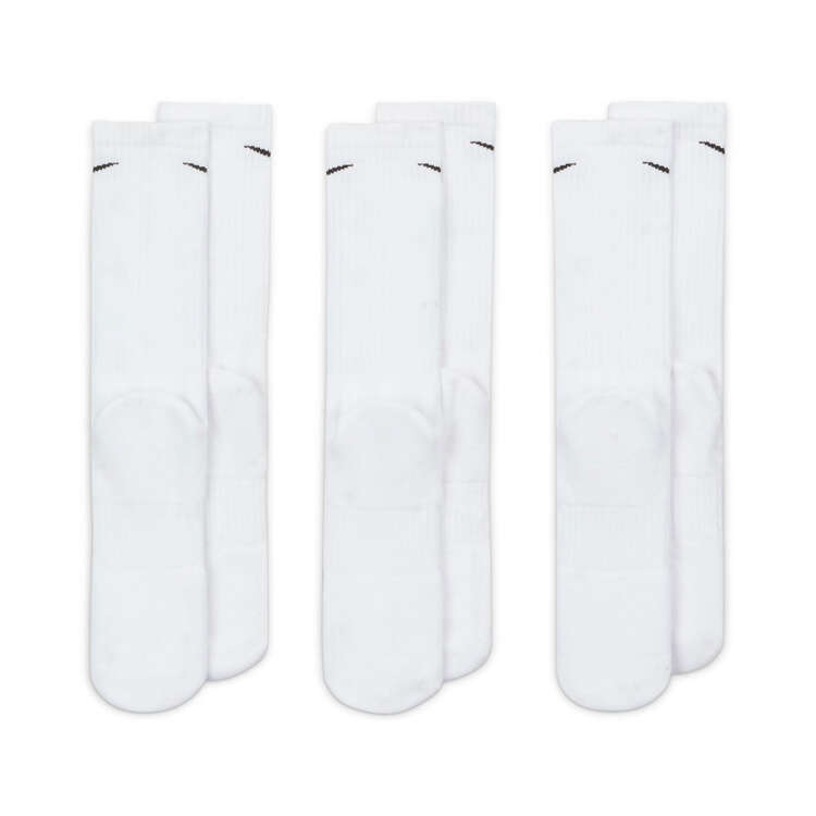 Nike Unisex Cushion Crew 3 Pack Socks White S - YTH 3Y-5Y/WM 4-6, White, rebel_hi-res