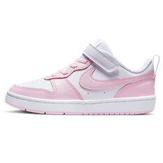 Nike Court Borough Low 2 PS Kids Casual Shoes, White/Pink, rebel_hi-res