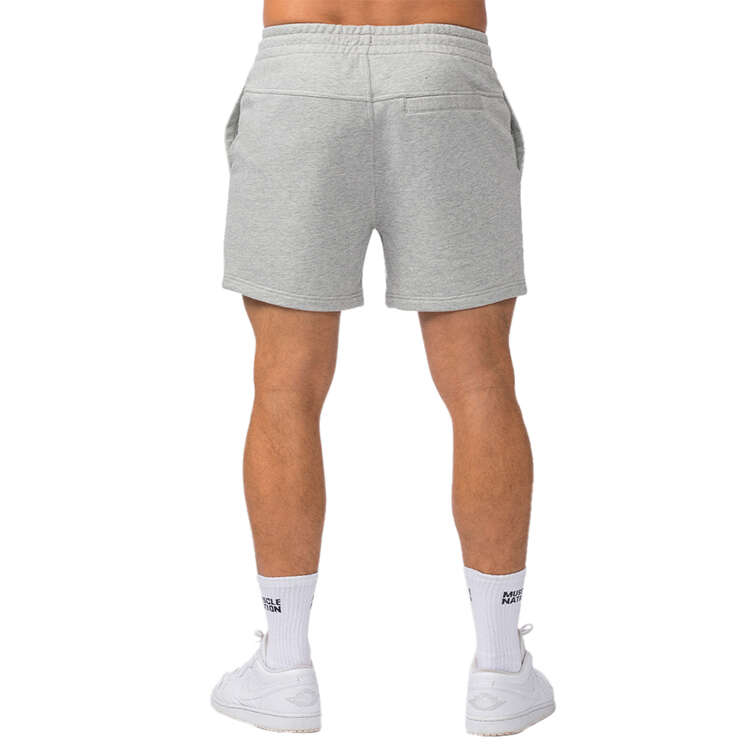 Muscle Nation Mens Sweat 5inch Shorts Grey S, Grey, rebel_hi-res