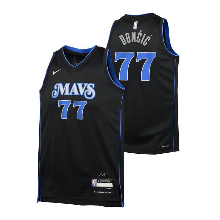Nike Dallas Mavericks Luka Doncic 2023/24 City Edition Kids Basketball Jersey, Black, rebel_hi-res