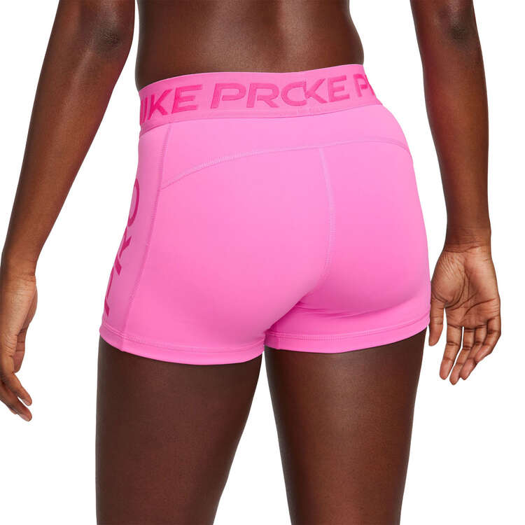 Nike Pro Womens Dri-FIT Mid-Rise 3 inch Shorts Pink XS, Pink, rebel_hi-res
