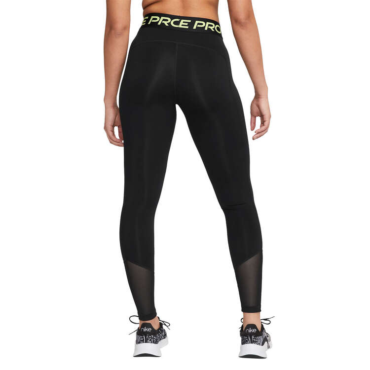 Nike Pro Womens Mid-Rise Tights, Black, rebel_hi-res