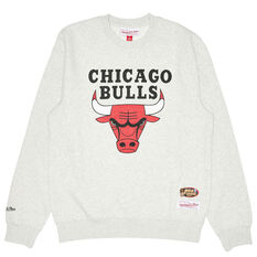 Chicago Bulls Mens Team Logo Crew Sweatshirt, Grey, rebel_hi-res