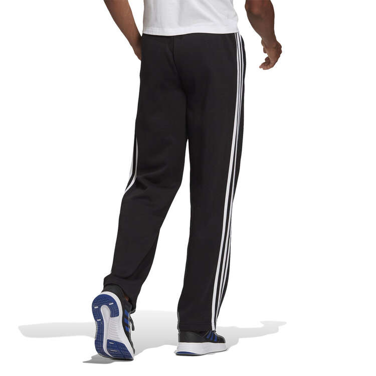 adidas Mens Essentials Fleece Open Hem 3-Stripes Pants Black XS, Black, rebel_hi-res