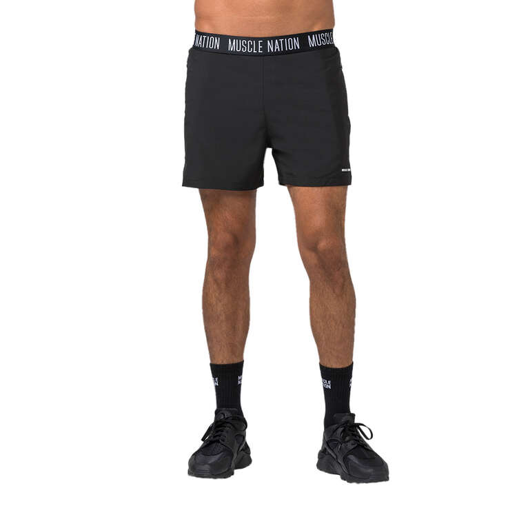 Muscle Nation Mens Level Up 4-inch Training Shorts Black S, Black, rebel_hi-res