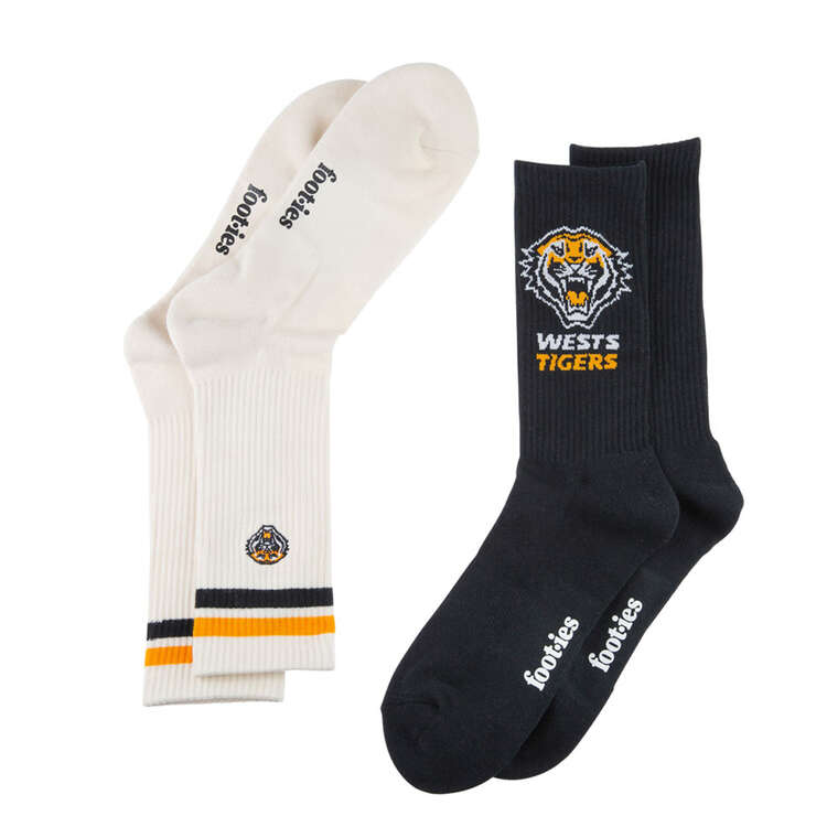 Wests Tigers Sneaker Socks 2 Pack, , rebel_hi-res