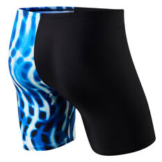 Speedo Mens Leisure Ripple Waterboy Swim Shorts Black 14, Black, rebel_hi-res