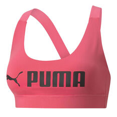 Puma Womens Fit Mid Impact Training Sports Bra, Pink, rebel_hi-res