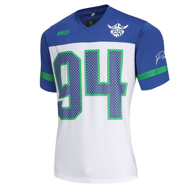Canberra Raiders 2024 Mens 94 Grid Iron Jersey, White, rebel_hi-res