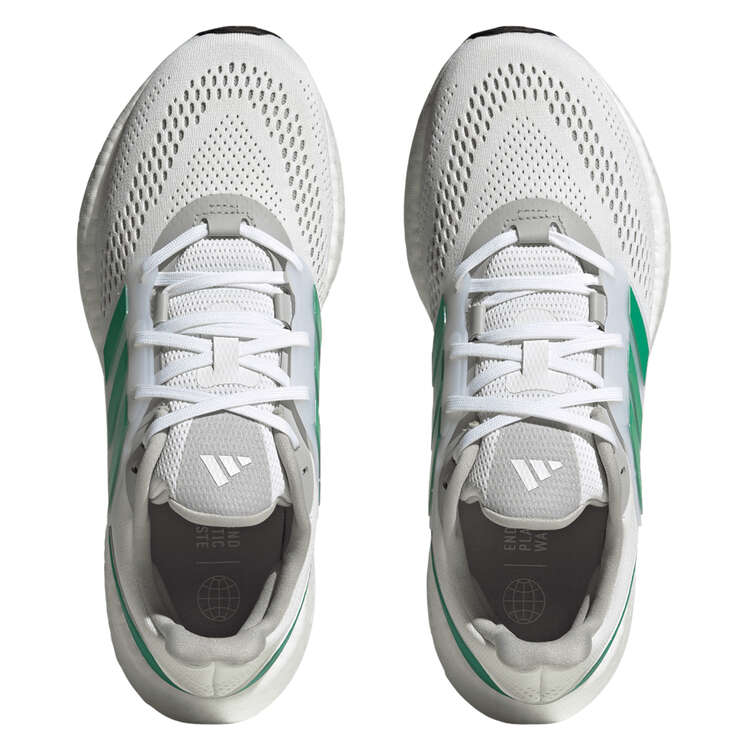 adidas Pureboost 22 Mens Running Shoes, White/Green, rebel_hi-res