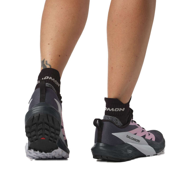 Salomon Sense Ride 5 Womens Trail Running Shoes, Black/Purple, rebel_hi-res