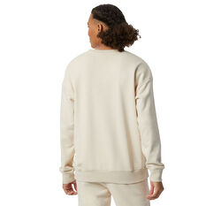 New Balance Womens Essentials Celebrate Fleece Crew Sweatshirt, Brown/Pink, rebel_hi-res