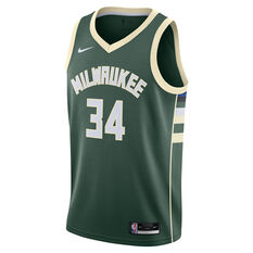 Nike Milwaukee Bucks Giannis Antetokounmpo Mens Icon Edition Swingman Jersey, Green, rebel_hi-res