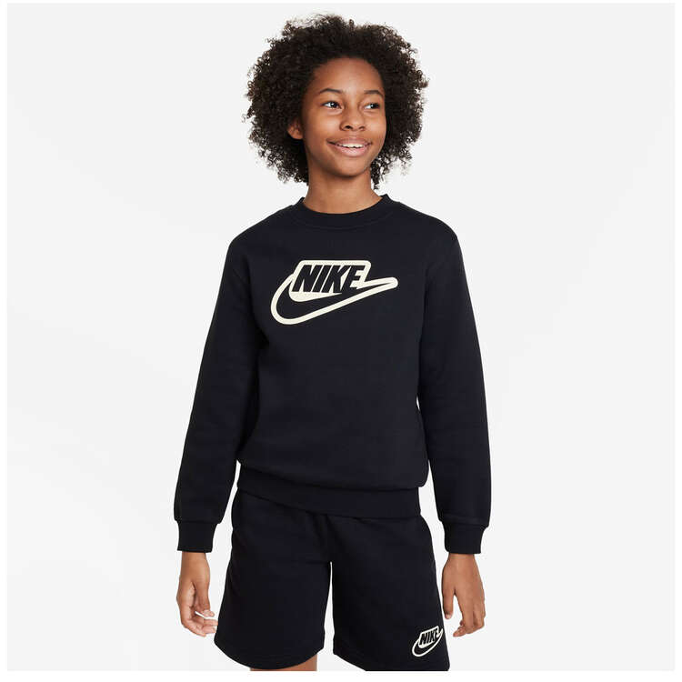 Nike Kids Sportswear Club Plus Crew Sweatshirt Black XS, Black, rebel_hi-res