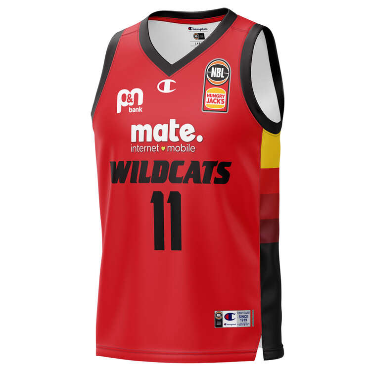 Champion Mens Perth Wildcats Bryce Cotton 2023/24 Home Basketball Jersey Red S, Red, rebel_hi-res