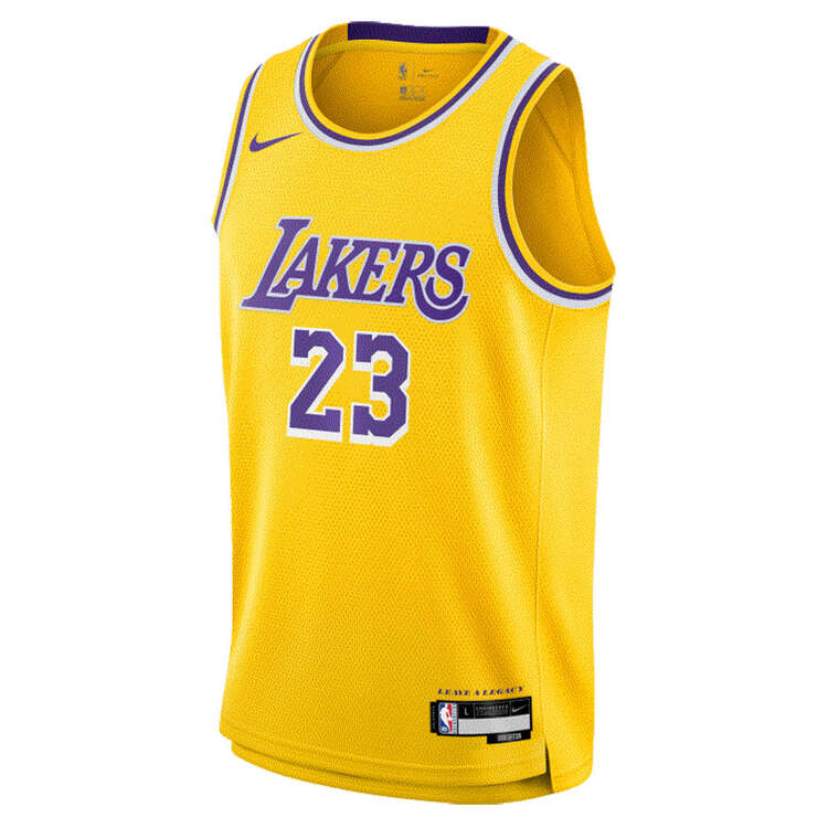 Nike Youth Los Angeles Lakers LeBron James 2023/24 Icon Basketball Jersey, Yellow, rebel_hi-res