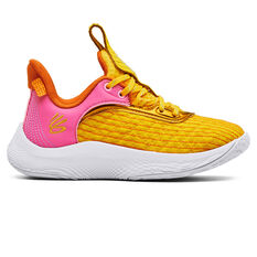Under Armour Curry 9 Play Big PS Kids Basketball Shoes Yellow/Orange US 11, Yellow/Orange, rebel_hi-res
