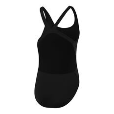 Speedo Girls Endurance Leaderback Swimsuit Black 6 6, Black, rebel_hi-res