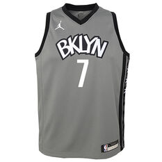 Jordan Brooklyn Nets Kevin Durant Kids Statement Swingman Jersey Grey S, Grey, rebel_hi-res