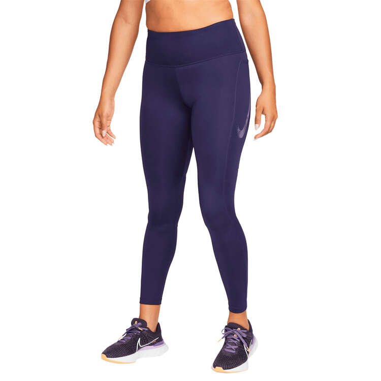 Nike Womens Fast Mid-Rise 7/8 Running Tights Purple XS