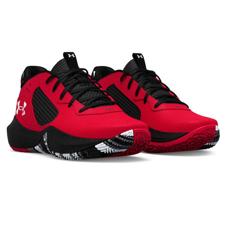 Under Armour Lockdown 6 PS Kids Basketball Shoes, Red/Black, rebel_hi-res